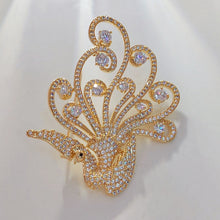 Load image into Gallery viewer, Jewelblings Sparkling Elegant Gold Tone Round CZ Stone Accent Peacock Brooch Pin Bird Animal Jewelry for Women Coat Suit Sweater Dress Shawl
