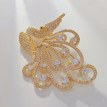 Load image into Gallery viewer, Jewelblings Sparkling Elegant Gold Tone Round CZ Stone Accent Peacock Brooch Pin Bird Animal Jewelry for Women Coat Suit Sweater Dress Shawl
