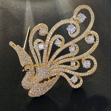 Load image into Gallery viewer, Jewelblings Sparkling Elegant Gold Tone Round CZ Stone Accent Peacock Brooch Pin Bird Animal Jewelry for Women Coat Suit Sweater Dress Shawl
