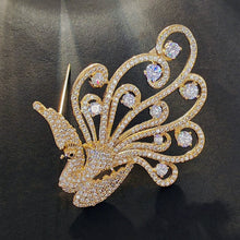 Load image into Gallery viewer, Jewelblings Sparkling Elegant Gold Tone Round CZ Stone Accent Peacock Brooch Pin Bird Animal Jewelry for Women Coat Suit Sweater Dress Shawl
