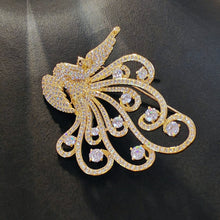 Load image into Gallery viewer, Jewelblings Sparkling Elegant Gold Tone Round CZ Stone Accent Peacock Brooch Pin Bird Animal Jewelry for Women Coat Suit Sweater Dress Shawl
