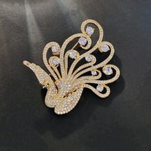 Load image into Gallery viewer, Jewelblings Sparkling Elegant Gold Tone Round CZ Stone Accent Peacock Brooch Pin Bird Animal Jewelry for Women Coat Suit Sweater Dress Shawl
