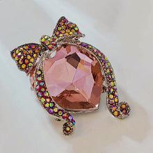 Load image into Gallery viewer, Jewelblings Designer Fashion Rainbow Colored Ribbon Bow &amp; Girl Head Brooch Pin with Pink Stone Accent Beauty Profile Jewelry for Women Dress
