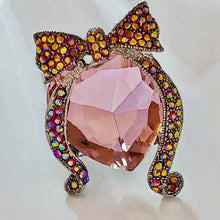 Load image into Gallery viewer, Jewelblings Designer Fashion Rainbow Colored Ribbon Bow &amp; Girl Head Brooch Pin with Pink Stone Accent Beauty Profile Jewelry for Women Dress
