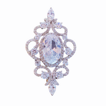 Load image into Gallery viewer, Jewelblings Victorian Vintage Glitter Opens Scroll Patsey Foiled Oval Stone Broach Pin Art Deco Jewelry for Women Wedding Bridal Accessory
