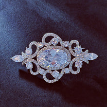 Load image into Gallery viewer, Jewelblings Victorian Vintage Glitter Opens Scroll Patsey Foiled Oval Stone Broach Pin Art Deco Jewelry for Women Wedding Bridal Accessory

