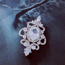 Load image into Gallery viewer, Jewelblings Victorian Vintage Glitter Opens Scroll Patsey Foiled Oval Stone Broach Pin Art Deco Jewelry for Women Wedding Bridal Accessory
