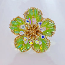 Load image into Gallery viewer, Jewelblings Delightful Gold Tone AB Crystal Accent Green Flower Pins Brooch for Costume Cothes Sweater Coat Special Gift Anniversary Jewelry
