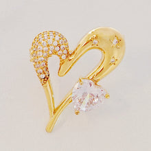 Load image into Gallery viewer, Retro Vintage Gold Metal and Cubic Zircon Love Heart Broaches Pins Valentine’s Day Gift Dancing Ball Prom Formal Events Jewelry
