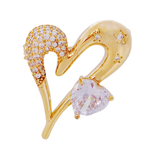 Load image into Gallery viewer, Retro Vintage Gold Metal and Cubic Zircon Love Heart Broaches Pins Valentine’s Day Gift Dancing Ball Prom Formal Events Jewelry
