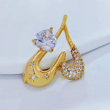 Load image into Gallery viewer, Retro Vintage Gold Metal and Cubic Zircon Love Heart Broaches Pins Valentine’s Day Gift Dancing Ball Prom Formal Events Jewelry
