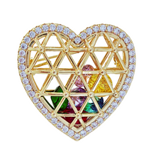 Load image into Gallery viewer, Jewelblings Gorgeous Golden Metallic Woven Hollow Heart Shaped Cage with Shaked Colored Stones Romance Valentine’s Day Dinner Gift Jewelry
