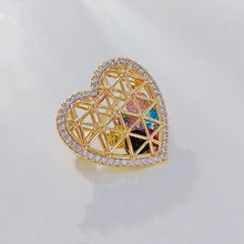 Load image into Gallery viewer, Jewelblings Gorgeous Golden Metallic Woven Hollow Heart Shaped Cage with Shaked Colored Stones Romance Valentine’s Day Dinner Gift Jewelry
