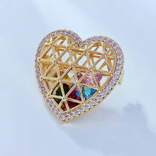 Load image into Gallery viewer, Jewelblings Gorgeous Golden Metallic Woven Hollow Heart Shaped Cage with Shaked Colored Stones Romance Valentine’s Day Dinner Gift Jewelry
