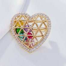 Load image into Gallery viewer, Jewelblings Gorgeous Golden Metallic Woven Hollow Heart Shaped Cage with Shaked Colored Stones Romance Valentine’s Day Dinner Gift Jewelry
