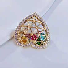 Load image into Gallery viewer, Jewelblings Gorgeous Golden Metallic Woven Hollow Heart Shaped Cage with Shaked Colored Stones Romance Valentine’s Day Dinner Gift Jewelry
