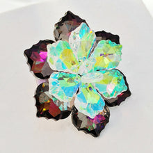 Load image into Gallery viewer, Jewelblings Shimmery Dark Red AB Crystalline Flower Ornament Brooches and Pins for Women Reflection Jewelry
