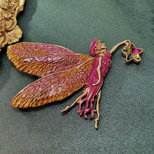 Load image into Gallery viewer, Jewelblings Delightful Gold Tone Pink Enamel Fairy Brooch with Star Vintage Birthday Church Formal Jewelry for Women Ladies Mother Grandmom
