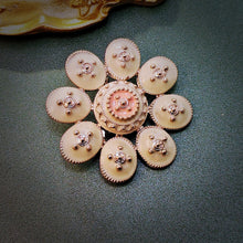 Load image into Gallery viewer, Jewelblings Elegancy Golden Beads White Enamel Round Flower Brooches Pins Decoration DIY Project Business Suit Formal Dress Gown Accessory
