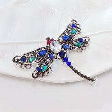 Load image into Gallery viewer, Jewelblings Vintage Red Eyes Green Blue Crystal Filigree Dragonfly Brooches Pins Statement Insect Jewelry
