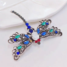 Load image into Gallery viewer, Jewelblings Vintage Red Eyes Green Blue Crystal Filigree Dragonfly Brooches Pins Statement Insect Jewelry
