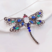 Load image into Gallery viewer, Jewelblings Vintage Red Eyes Green Blue Crystal Filigree Dragonfly Brooches Pins Statement Insect Jewelry
