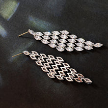 Load image into Gallery viewer, Jewelblings Luxury Chandelier Style Full Marquise Stones Tassel Long Rhombus Shaped Drop Earrings Geometrical Affairs Event Gala Jewelry
