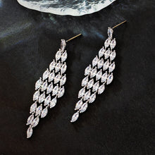 Load image into Gallery viewer, Jewelblings Luxury Chandelier Style Full Marquise Stones Tassel Long Rhombus Shaped Drop Earrings Geometrical Affairs Event Gala Jewelry
