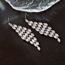 Load image into Gallery viewer, Jewelblings Luxury Chandelier Style Full Marquise Stones Tassel Long Rhombus Shaped Drop Earrings Geometrical Affairs Event Gala Jewelry
