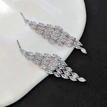 Load image into Gallery viewer, Jewelblings Luxury Chandelier Style Full Marquise Stones Tassel Long Rhombus Shaped Drop Earrings Geometrical Affairs Event Gala Jewelry
