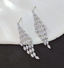 Load image into Gallery viewer, Jewelblings Luxury Chandelier Style Full Marquise Stones Tassel Long Rhombus Shaped Drop Earrings Geometrical Affairs Event Gala Jewelry
