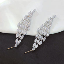 Load image into Gallery viewer, Jewelblings Luxury Chandelier Style Full Marquise Stones Tassel Long Rhombus Shaped Drop Earrings Geometrical Affairs Event Gala Jewelry
