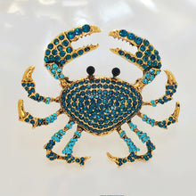 Load image into Gallery viewer, Whimsical Blue Queen Crab Pin Brooch Ocean Crustacean Jewelry
