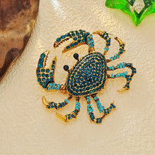 Load image into Gallery viewer, Whimsical Blue Queen Crab Pin Brooch Ocean Crustacean Jewelry

