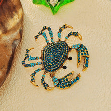 Load image into Gallery viewer, Whimsical Blue Queen Crab Pin Brooch Ocean Crustacean Jewelry
