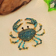Load image into Gallery viewer, Whimsical Blue Queen Crab Pin Brooch Ocean Crustacean Jewelry
