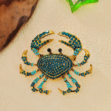 Load image into Gallery viewer, Whimsical Blue Queen Crab Pin Brooch Ocean Crustacean Jewelry
