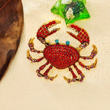 Load image into Gallery viewer, Shimmering Oversize Red Crystal Crab Brooch Beach Animal Jewelry
