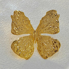 Load image into Gallery viewer, Simplistic Embossed Gold Butterfly Brooch Pin Nature Inspire Insect Jewelry
