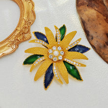 Load image into Gallery viewer, Gorgeous Trio-tone Burst Flower Brooch Pin Dressy Jewelry
