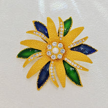 Load image into Gallery viewer, Gorgeous Trio-tone Burst Flower Brooch Pin Dressy Jewelry
