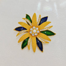 Load image into Gallery viewer, Gorgeous Trio-tone Burst Flower Brooch Pin Dressy Jewelry
