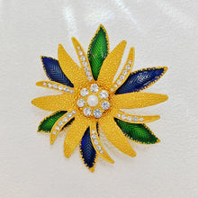 Load image into Gallery viewer, Gorgeous Trio-tone Burst Flower Brooch Pin Dressy Jewelry
