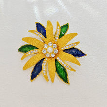 Load image into Gallery viewer, Gorgeous Trio-tone Burst Flower Brooch Pin Dressy Jewelry
