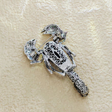 Load image into Gallery viewer, Steampunk Silver-tone Red Blue Crystal Scorpion Brooch with Bend Tail
