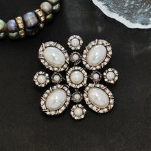 Load image into Gallery viewer, Baroque Vintage Imitated Pearl Cross Brooch Pin Elegancy Jewelry
