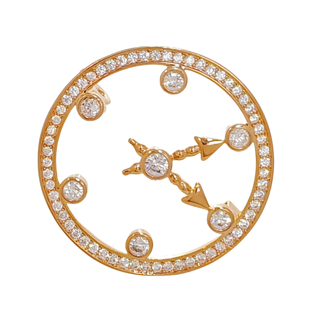 Jewelblings Delicate Rose Gold Plated Open Work Clear CZ Clock Face Brooch Pocket Watch Design Pin Cocktail Costume Holiday Festival Jewelry