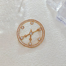 Load image into Gallery viewer, Jewelblings Delicate Rose Gold Plated Open Work Clear CZ Clock Face Brooch Pocket Watch Design Pin Cocktail Costume Holiday Festival Jewelry
