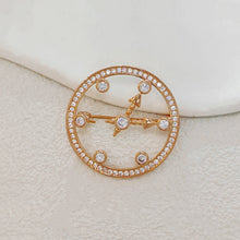 Load image into Gallery viewer, Jewelblings Delicate Rose Gold Plated Open Work Clear CZ Clock Face Brooch Pocket Watch Design Pin Cocktail Costume Holiday Festival Jewelry
