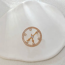 Load image into Gallery viewer, Jewelblings Delicate Rose Gold Plated Open Work Clear CZ Clock Face Brooch Pocket Watch Design Pin Cocktail Costume Holiday Festival Jewelry
